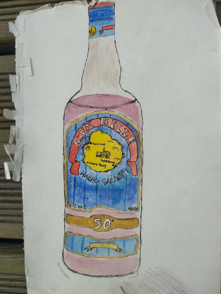 Rhum Bielle de Marie-Galante (c'est du thé dans la bouteille, ce n'est pas un rhum violet...)
